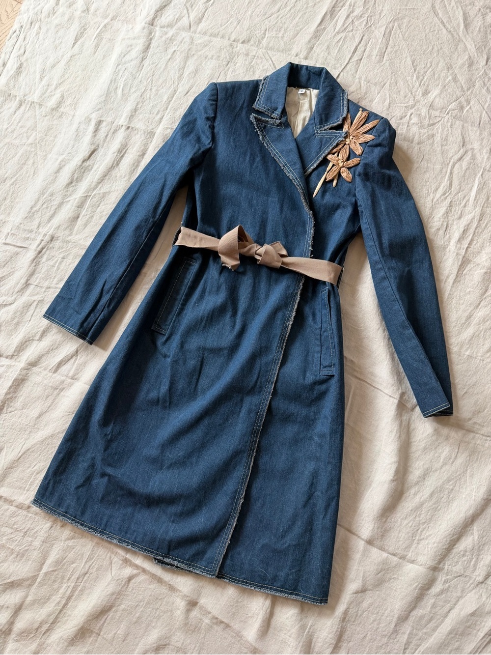 Vintage cotton denim longline jacket xs to small - Picture 8 of 15